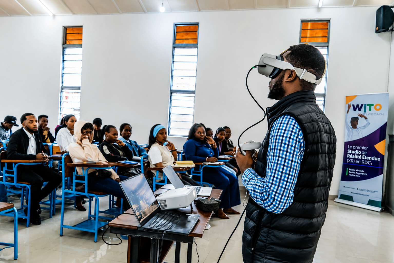 Démonstration de réalité étendue (XR) avec casque VR